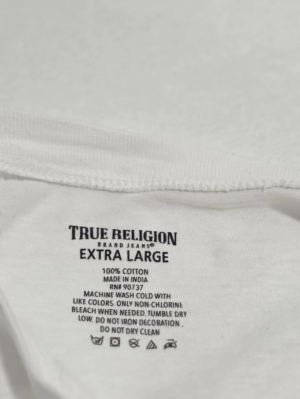 True Religion White Short-Sleeve Crew Tee with Red Logo Size-XL